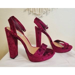 Steve Madden Gonzo Burgundy Velvet Platform Heels